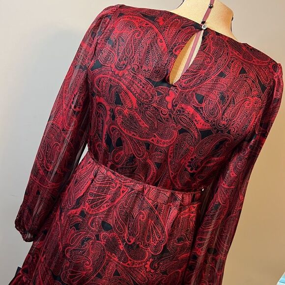 NWT Tommy Hilfiger Red & Black Ruffle Front Dress - Size 2 - Picture 13 of 16